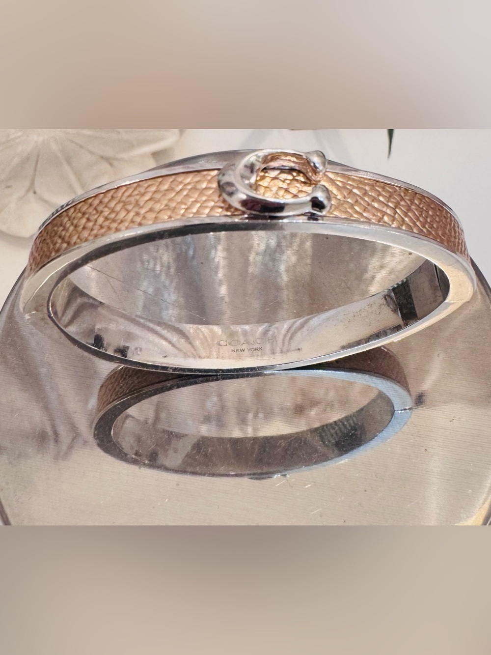 Coach Rose Gold and Silver Signature 'C' Bangle Bracelet